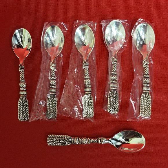 VTG Elegance Tassel Design Tea Spoon Set of 6 - Picture 5 of 10